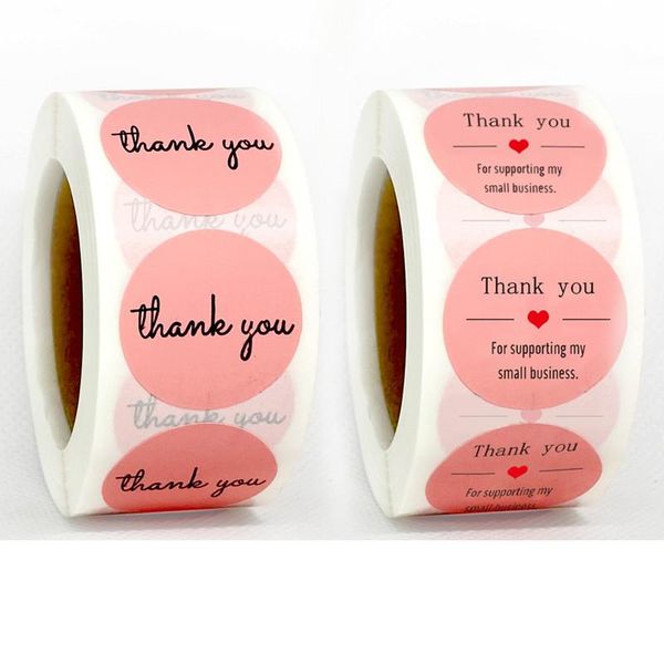 

wall stickers 25mm 500pcs/roll gift sealing thank you pink diary scrapbooking festival birthday party decorations label