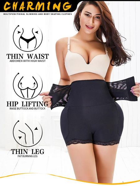 Shapers Shaper Shaper Bulifer acolchoado Cantura alta calcinha barriga Controle Hip