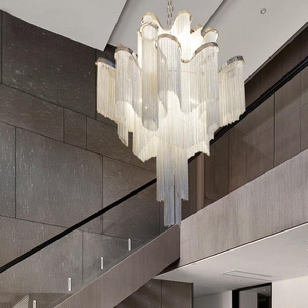 

pendant lamps nordic design gold/silver art lights engineering luxury chain tassel led lamp living room kitchen fixture
