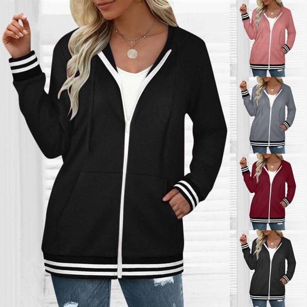 

women's jackets solid hooded jacket zipper color casual long coat, Black;brown