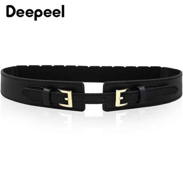 

belts deepeel 1pc women fashion elastic metal buckle belt waist stretch cummerbunds ladies decorative dress waistband corset, Black;brown