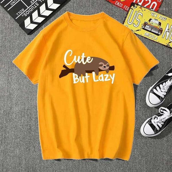 

women's t-shirt sloth lover cute but lazy gift harajuku love feminina ladies ulzzang cotton t shirts women 2021 summer femme clothes, White
