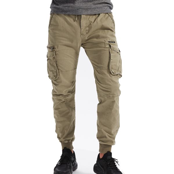 

men's pants mens tactical cargo men joggers military casual cotton male hip hop ribbon army trousers 29-40 zkgu, Black