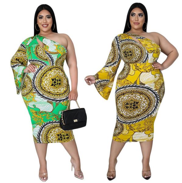 KB7060 Europeia e americana Plus Size Women's Dress Digital Impressão de uma manga sexy vestidos sexy