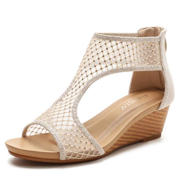 

sandals women wedges women's shoes slides female footwear summer ladies open toe beach femmes sandales, Black