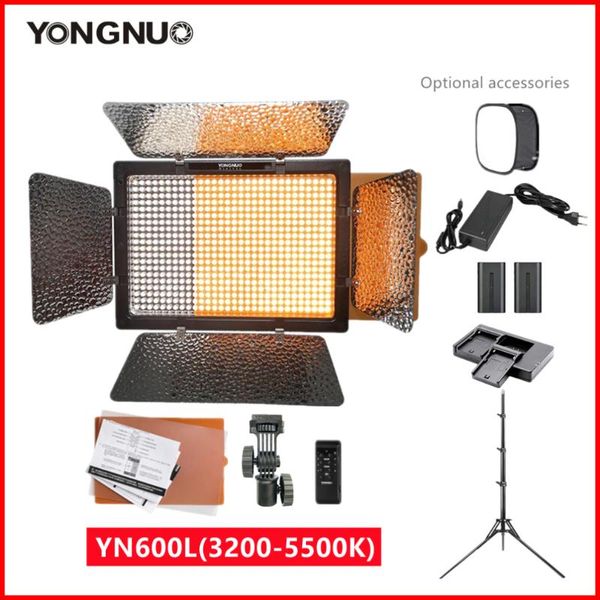

flash heads yongnuo yn600l led video light 3200k-5500k pography lamp optional with adapter/battery/tripod/softbox for makeup vlog tiktok
