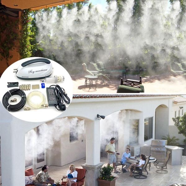 

hs-03 high pressure 0.2l/min mini fog machine slient full set misting cooling system for patio watering equipments