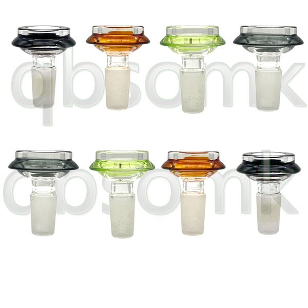 QPSOMK Стеклянные чаши для бонгов Курение кальянов 14 мм мужской женской черной шляпы сухой чаша толстые пирекс дымовые аксессуары нефтяные буровые установки