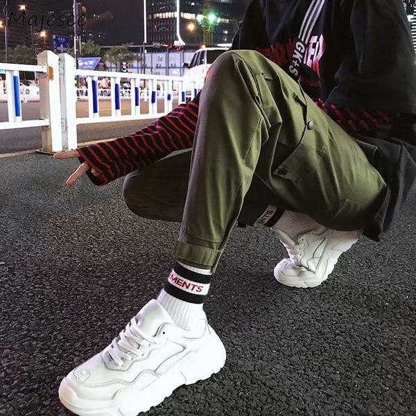 

Pants Men Pockets Looser Cargo Pant Leisure Fall Fashion Korean Style Ulzzang Mens Students Daily Harajuku Streetwear Trousers, T09black