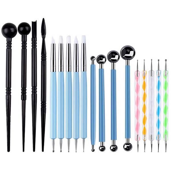 

nail art kits 18pcs polymer modeling clay sculpting tools dotting ceramic indentation for pottery sculpture
