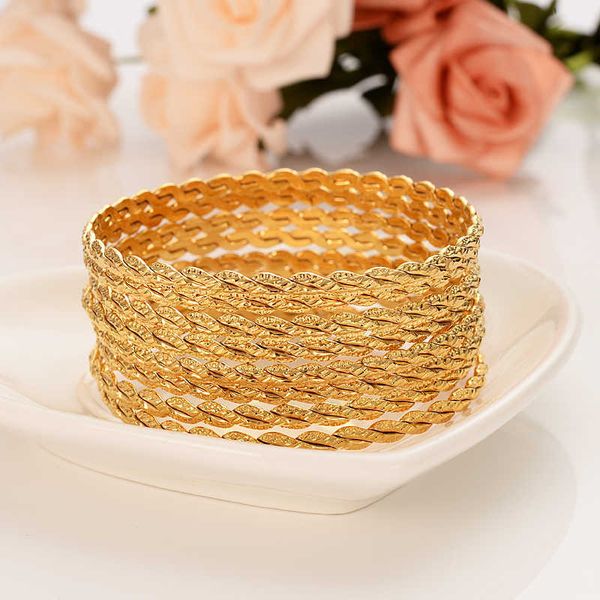 

4pcs71mm diameter for women men gold color bracelets jewelry bendable accessory bracelet bangle charms wedding party gift q0717, Black