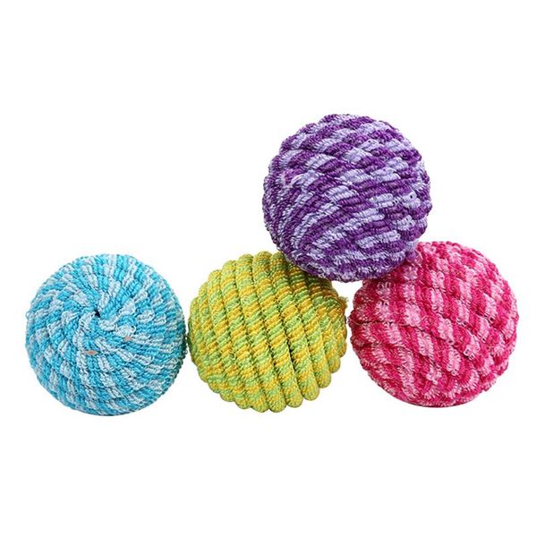 

cat toys 4pcs elastic playing balls kitten training interactive rope (random color)