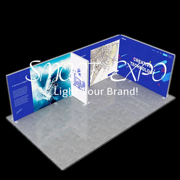 Espositore pubblicitario Lightbox per stand fieristici illuminato personalizzato 10x20 con kit telaio Borsa per il trasporto con stampa personalizzata