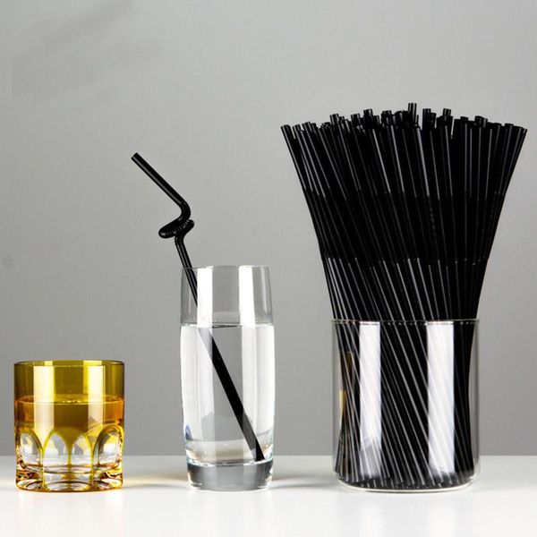 

drinking straws 25# 100pcs 240mm black white long flexible wedding party supplies plastic kitchen accessories