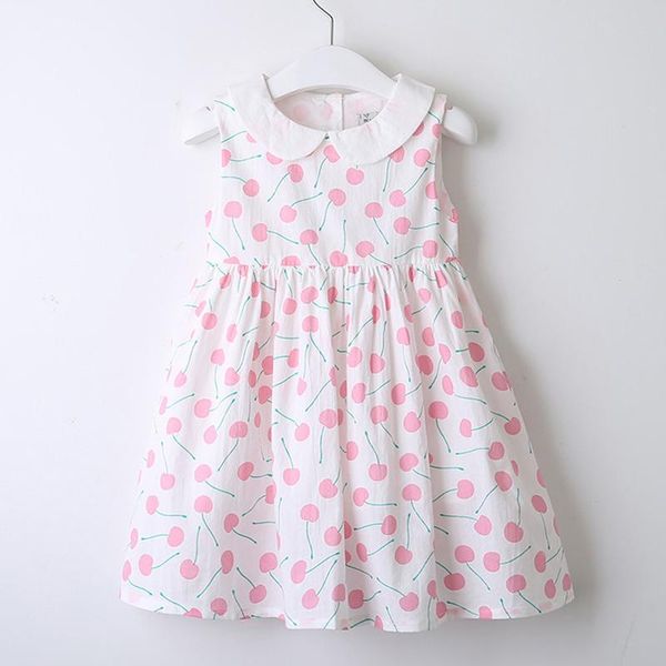 

girl's dresses girls 2021 spring kid's wear simple sweet doll collar strawberry cherry print fresh vest dress, Red;yellow