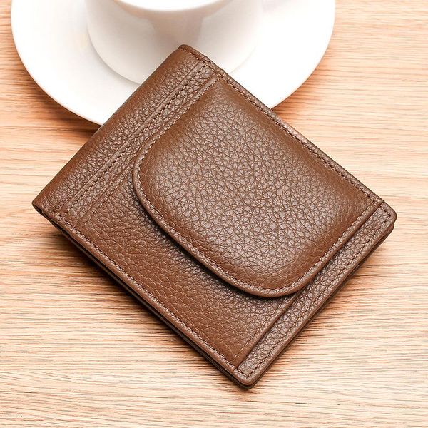 

wallets genuine leather for men 2021 short clutch bag business card holder fashion solid wallet murse coin purse, Red;black