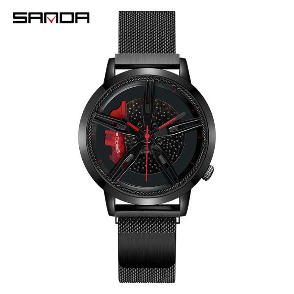 

wristwatches sanda 2021 brand waterproof men watch special quartz movement wheel watches magnet buckle gifts relogio masculino 1040, Slivery;brown