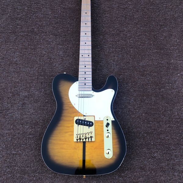 

guitar,gold hardware,maple fingerboard,burst color quilte maple,