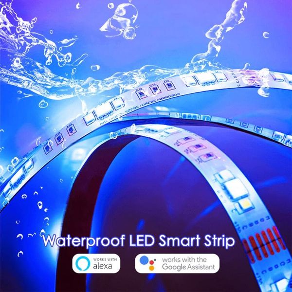 

strips wifi smart rgb led strip lights, smd rope light music sync color changing for bedroom home and kitchen