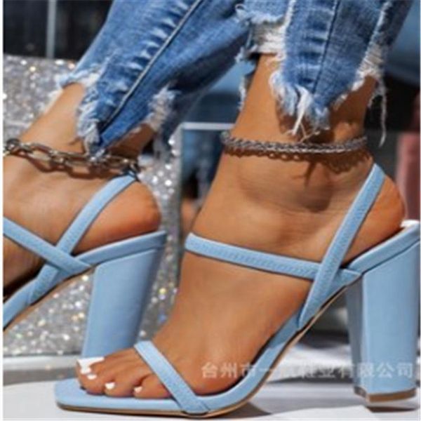 

sandals summer 2021 women shoes high heel women's thick square head rise large size fashion, Black