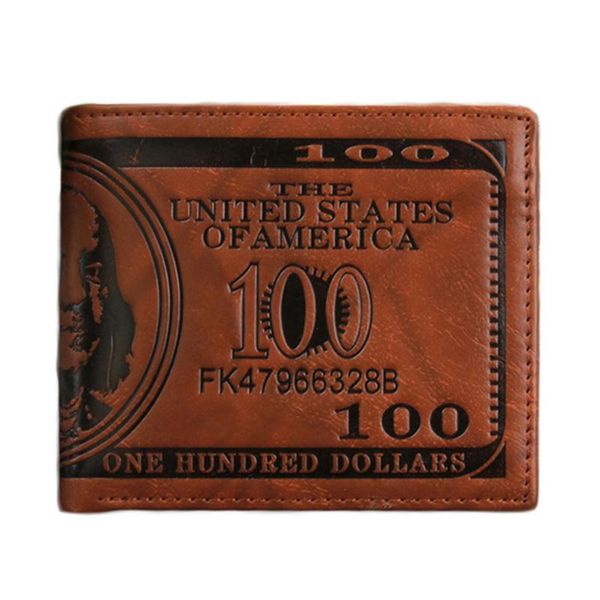 

wallets 2021 vintage dollar pattern leather men short multi-functional coin purse pu wallet for card holder brown, Red;black
