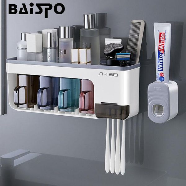 

wall-mounted toothbrush holder waterproof bathroom organizer multi-position case home accessories holders