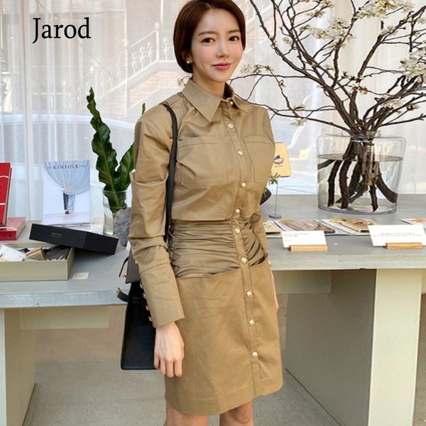 

fashion autumn office ol shirt dress women vintage lapel long sleeve high waist casual slim dresses female 210518, Black;gray