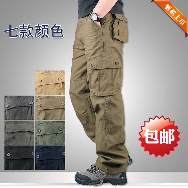 

outdoor stereo pocket much overalls male trousers slacks big yards men's pants, Black