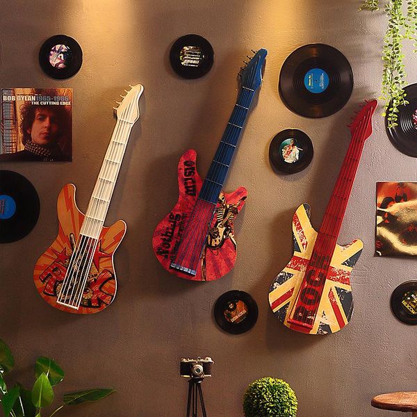 

[hht] wrought iron guitar wall hangings decoration creative home wall-decor cafe bar ktv restaurant to enhance grade and style decorative ob