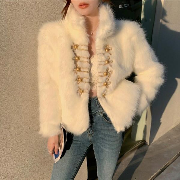 

women's jackets elegant faux coat female autumn winter loose imitation jacket metal buttons single-breasted stand collar crop, Black;brown