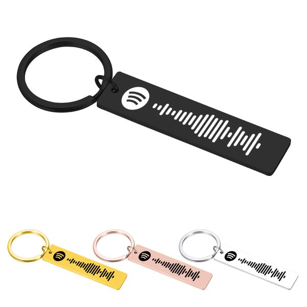 

personalized keychain custom music spotify scan code keychain teacher boyfriend girlfriend gift music lover key holder charmdio chan contact, Slivery;golden
