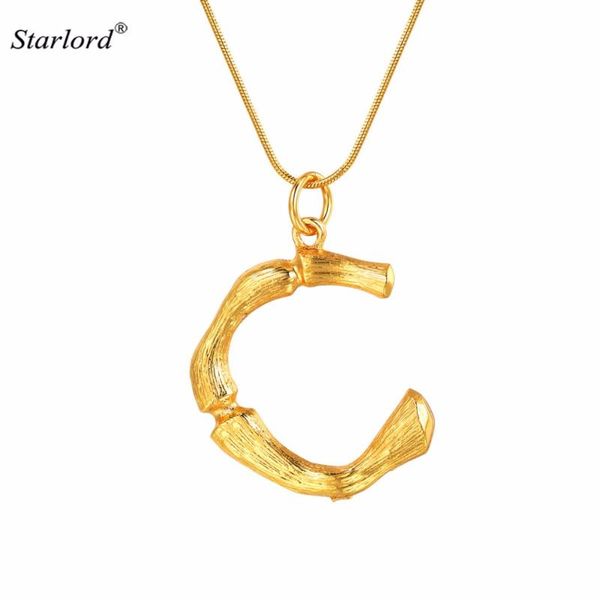 

pendant necklaces bamboo initial necklace gold 26 alphabet jewelry personalized gift statement big charm for women/men p9076, Silver