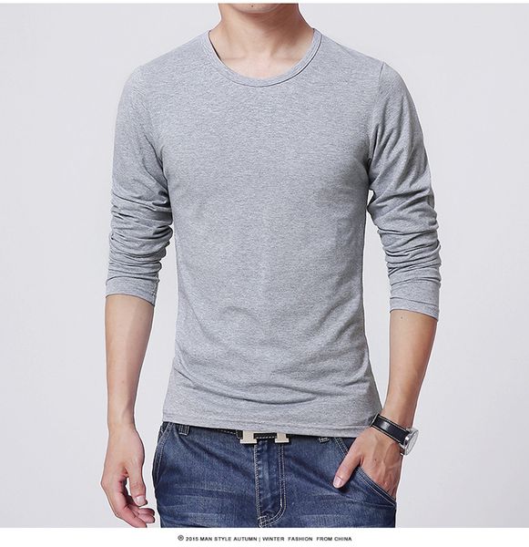 

2022 men's t shirt 3 basic colors long sleeve slim t-shirt young men pure ccolor tee shirt 3xl size o neck, White;black