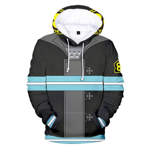

men's hoodies & sweatshirts children's 3d fire force men/women harajuku cartoon hoodie hip hop casual children long sleeve, Black