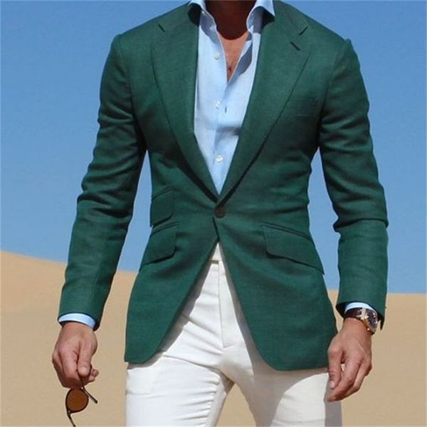 

men's suits & blazers green suit men blazer with white pants separates slim fit prom smart casual jacket tuxedo costume homme tern, White;black