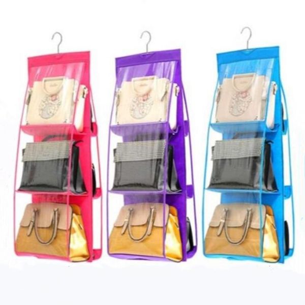 

storage boxes & bins 1pc hanging handbag organizer dust-proof holder bag wardrobe closet for purse clutch with 6 larger pockets