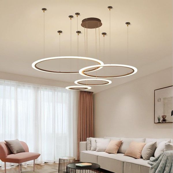 

pendant lamps acrylic aluminum ring led chandelier living room dining bedroom study lighting commercial & office