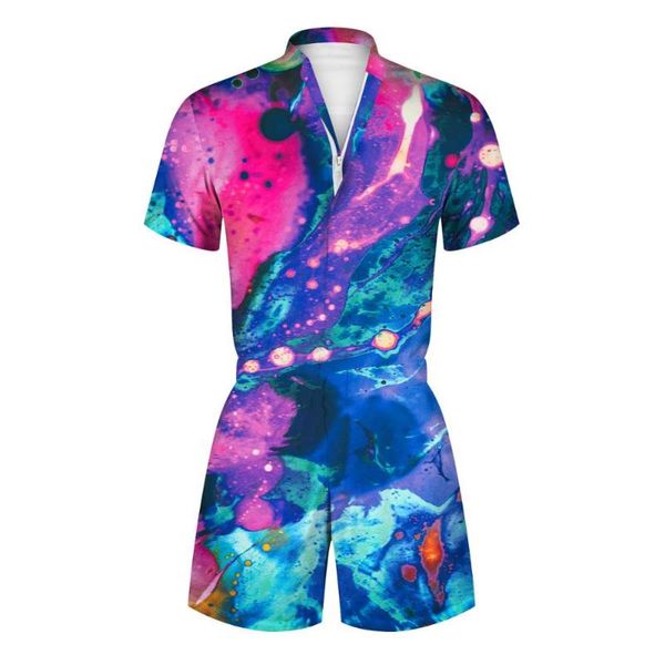 

women's jumpsuits & rompers women men short sleeve street one piece zipper romper beach casual cargo pants jumpsuit overall shirt t-shi, Black;white