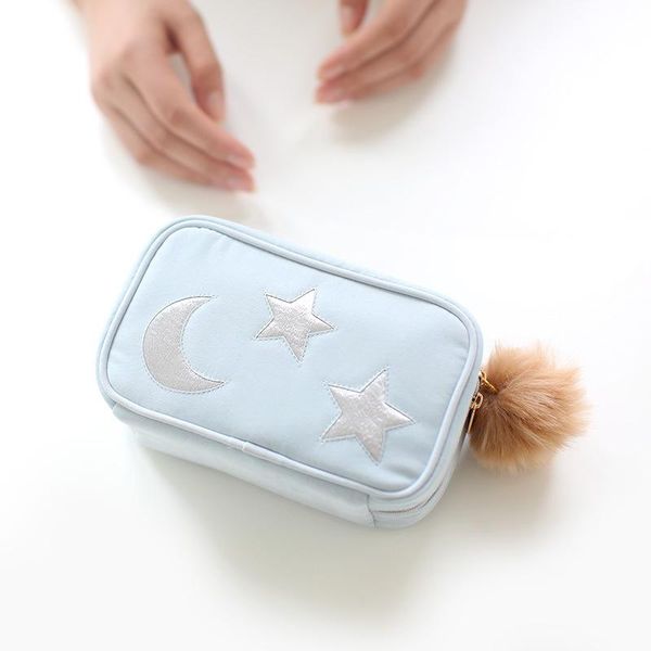 

colorful sky cosmetic bag portable cute stars rectangular makeup case bags & cases