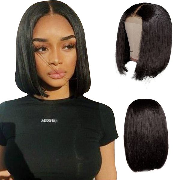 

lx brand short straight bob wig glueless lace front wig pre plucked heat resistant fiber natural hairline deep part black wigfactory direct