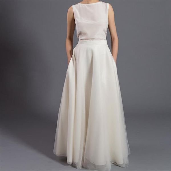 

elegant long soft tulle womens skirts with pockets floor length tutu skirt zipper style women wedding party, Black