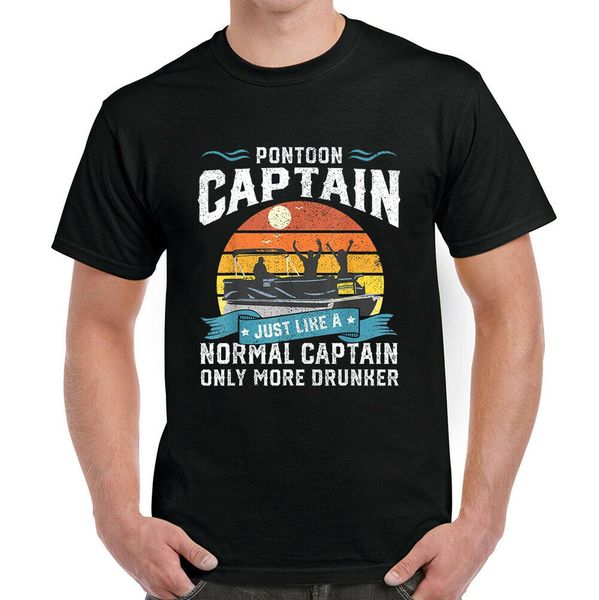 

funny pontoon captain boat lake boating beer cotton t-shirt, White;black