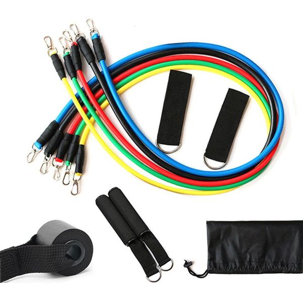 

wholesale multifunctional fitness 11 pcs latex resistance bands set elastic rope