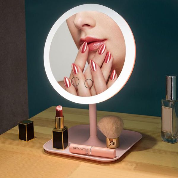 

compact mirrors led light makeup mirror smart round vanity table dressers large full height standing surface stand for cosmetics usb