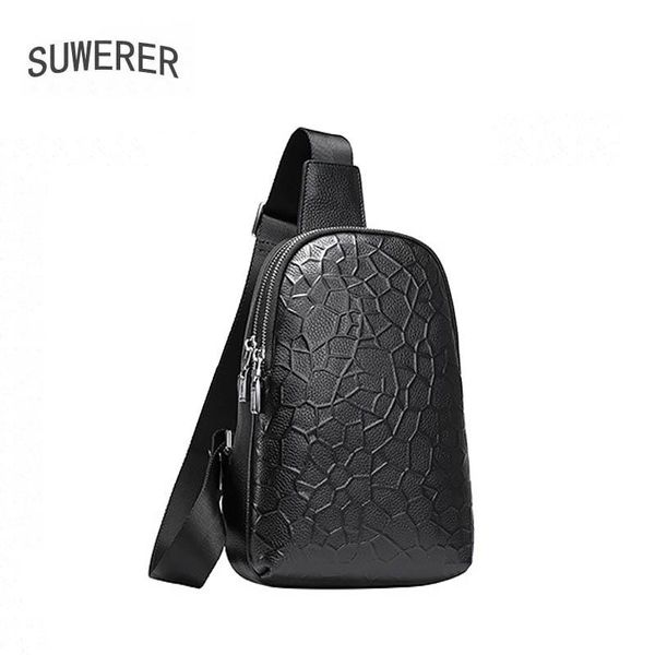 

waist bags suwerer genuine leather bag men's real chest cowhide fashion soft shoulder