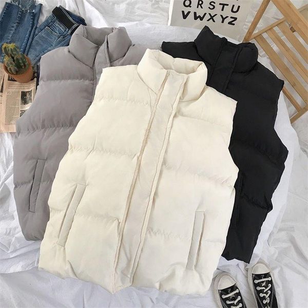 

cotton vest 2021 the listing korean style outer wear winter warm sleeveless jacket students all-match beige, Black;white