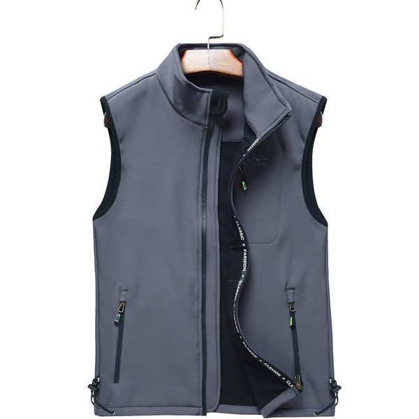

men's jackets soft shell vest spring autumn fleece waistcoat fishing mountaineering hiking sleeveless jacket pockets clothes, Black;brown