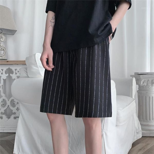 

summer thin shorts men fashion 2021 loose striped short homme all match casual for 95%polyester 5%spandex 5xl-m men's, White;black