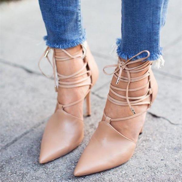 

dress shoes ashiofu handmade ladies high heel pumps shoelace ankle strap party prom dating evening fashion court, Black