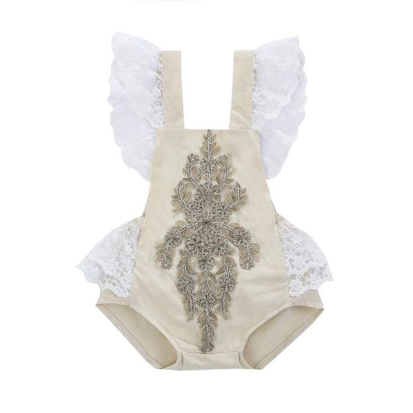

born baby girls sleeveless lace romper white cotton one-piece children's clothing toddler sweet embroidery jumpsuits rompers, Blue